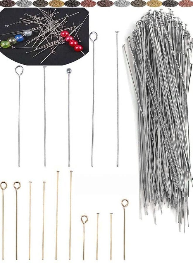 دي آي واي كرافتس مجموعة دبابيس ذات رأس مسطح ودبابيس ذات عيون مفتوحة مقاس 22/21 لصنع المجوهرات والإكسسوارات اليدوية - 20-50 مم، معبأة بشكل عشوائي غير مصنف كما هو موضح في الصورة (50 جرام، فضي) - Image 1